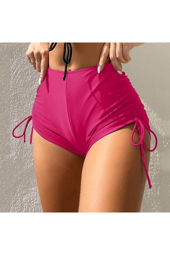 Women Thong Bikini Bottom Tummy Control Swimsuit Bottoms High Cut Bikini Bottom Plus Size Bikini Bottom Hot Pink,S