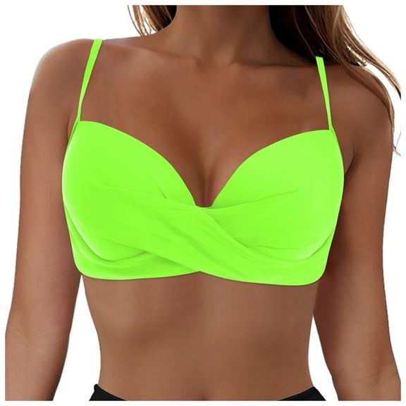 Linfrsh Women Underwire Bikini Top Push Up Swim Top Only Bra Padded Swimsuit Tops 2025 Bathing Suit Tops Green,XL