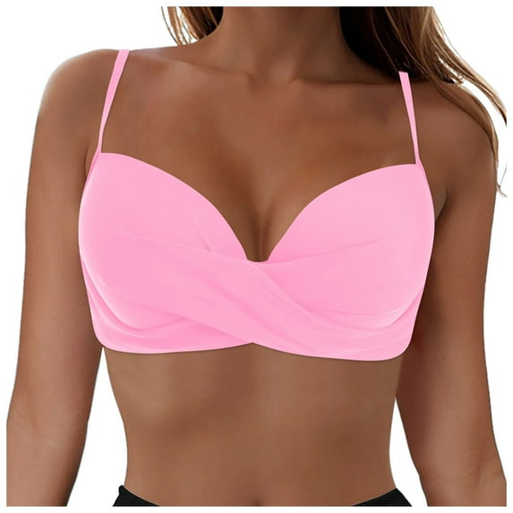 Linfrsh Women Underwire Bikini Top Push Up Swim Top Only Bra Padded Swimsuit Tops 2025 Bathing Suit Tops Pink,L