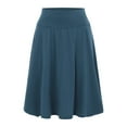 thumbnail image 1 of Linfrsh Women's Basic Versatile Stretchy Flared Casual Midi Skater Skirt Navy,L, 1 of 3