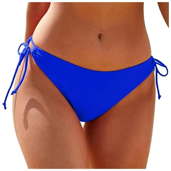 Linfrsh Women's Bikini Bottoms Full Coverage Swim Bottom Mid Waisted Bathing Suit Swimsuit Bottoms Blue,L