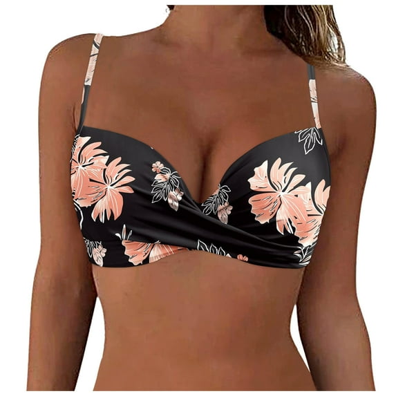 Linfrsh Women Underwire Bikini Top Only Push Up Swim Top Bra Swimsuit Tops Padded Bathing Suit Top Khaki,XL