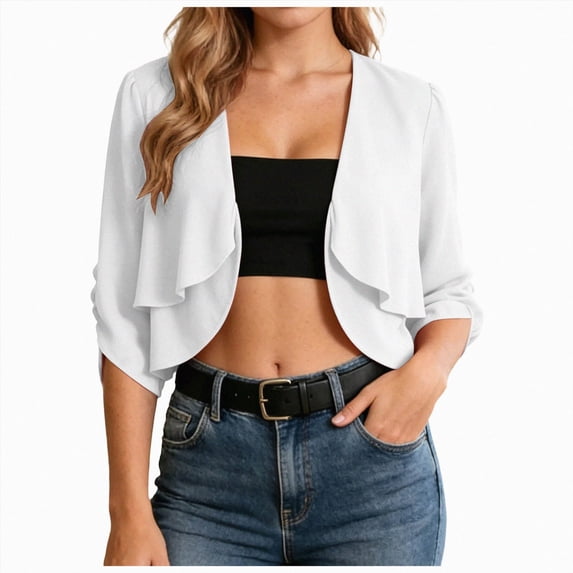 Linfrsh Women's Cardigans Women Shrug Chiffon Cardigans Open Front Short Sleeve Bolero for Evening Dressy 2026(WH1,One Size)