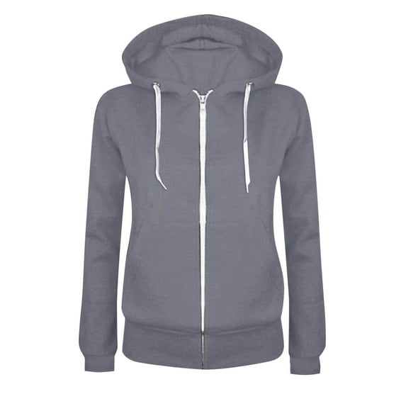 Linfrsh Women's Fashion Hoodies & Sweatshirts Women's Slub Knit Full-Zip Hoodie, Textured Cotton Zip-Up T-Shirt Hoodie for Women(B-Dark Gray,S)