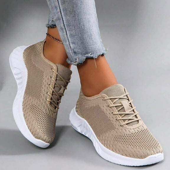 Linfrsh Women's Go Run Consistent Specie Lace-Up Trail Running Sneaker Casual Shoes Khaki,7.5