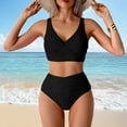 thumbnail image 1 of Linfrsh Women's High Waisted Bikini Sets Bathing Suit for Women Tummy Control Two Piece Swim Suit 2025 Swimsuit Black,L, 1 of 7