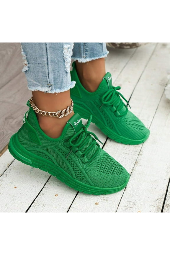 Women's Walking Shoes Soft Cushion Running Tennis Shoes Non-Slip Comfortable Breathable Workout Sports Athletic Fashion Sneakers(Green,Size 7)