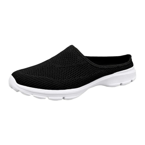 Linfrsh Women's Slip-on Sneakers Wide Width Comfort Walking Shoes Casual Flats Black,11