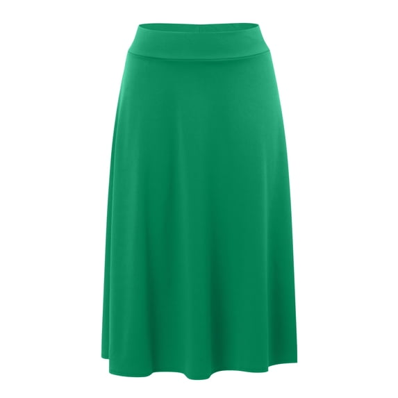 Linfrsh Women's Solid Lightweight Flare Midi Pull On Closure Skirt Plus Size AG,XL