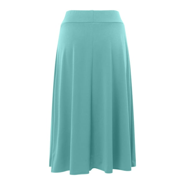 Linfrsh Women's Solid Lightweight Flare Midi Pull On Closure Skirt Plus Size Mint Green,L