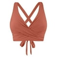 thumbnail image 1 of Linfrsh Women's Twist Front Bikini Top V Neck Padded Swimsuit Top Adjustable Spaghetti Straps Bathing Suit Tops Coffee,XL, 1 of 5