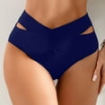 thumbnail image 1 of Linfrsh Women's V Cut High Waisted Bikini Bottom Full Coverage Swimsuit Bathing Suit Bottoms Plus Size Bikini Bottom Navy,XL, 1 of 5