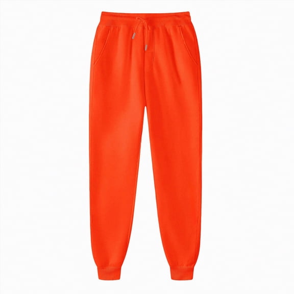 Linfrsh Womens Dress Pants Womens Wide Leg Sweatpants Drawstring High Waisted Lounge Barrel Pants Fall Baggy Athletic Joggers with Pockets Orange,S