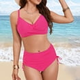 thumbnail image 1 of Linfrsh Womens High Waisted Bikini Set Knot Twist Front High Rise Two Piece Swimsuits Bathing Suits Red,L, 1 of 7