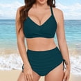 thumbnail image 1 of Linfrsh Womens High Waisted Bikini Sets Criss Cross Two Piece Swimsuits Color Block Full Coverage Bathing Suits AG,XL, 1 of 7