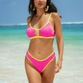 thumbnail image 1 of Linfrsh Womens High Waisted Bikini Sets Criss Cross Two Piece Swimsuits Color Block Full Coverage Bathing Suits Hot Pink,L, 1 of 6