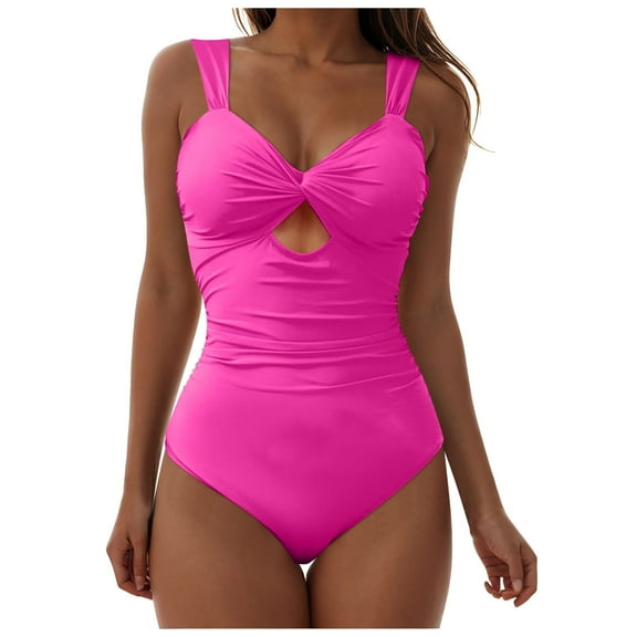 Linfrsh Womens One Piece Swimsuit Modest Tummy Control Bathing Suit Full Coverage Sexy Swim Suits Hot Pink,XL