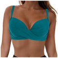 thumbnail image 1 of Linfrsh Womens Push Up Bikini Top Twist Front Bathing Suit Tops Criss Cross Back Swimsuit Top with Padded Dark Green,XL, 1 of 8