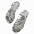 thumbnail image 1 of Linfrsh Womens Sandles Platform Slip on Espadrille Sandals for Women Summer Wedges Slides -Flatform, Open Toe, Bohemia, Beach, Wedding(Silver,Size8.5), 1 of 9