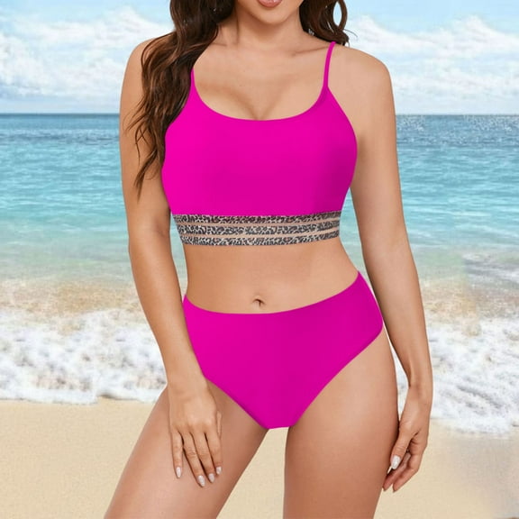 Linfrsh Womens Sexy Bikini Sets Two Piece Cheeky Swimsuits Cute Cutout String Bathing Suits Hot Pink,M