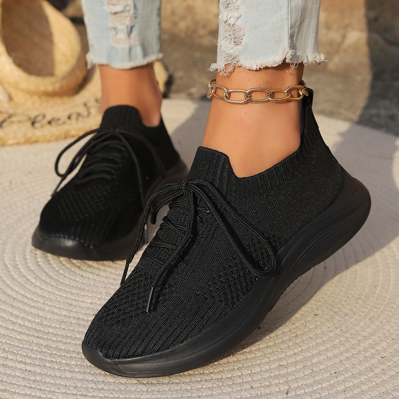Linfrsh Womens Sneakers Tennis Court Cross Training or Pickleball Shoes for Women Classic Black or Walking White Sneakers with Arch Support Black,9