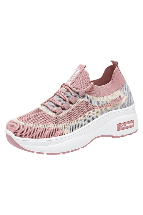 Womens Walking Shoes with Arch Support,Slip On Fashion Running Sneakers Pink,8.5