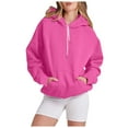 thumbnail image 1 of Linfrsh Womens Zip Up Hoodies Jackets Cropped Sweatshirts Fleece Fall Outfits Casual Comfy Y2k Tops Winter Clothes 2025(A-Hot Pink,XL), 1 of 6