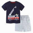 thumbnail image 1 of Linfrsh Toddler Boys Dress Outfits Toddler Baby Boys Summer Outfits Short Sleeve T-Shirt Tops & Shorts Sets 2Pcs Baby Boys Summer Clothes for 1t 2t 3t 4t 5t 6t(Navy,2-3 Years), 1 of 7