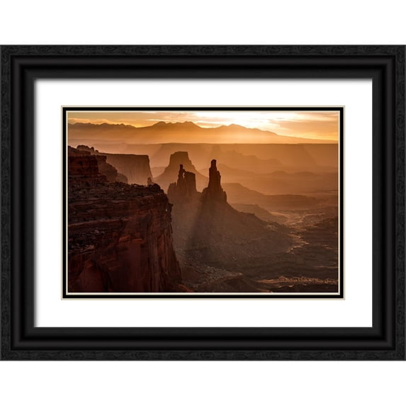 Ling, Ariel 18x13 Black Ornate Wood Framed with Double Matting Museum Art Print Titled - Island in the Sky