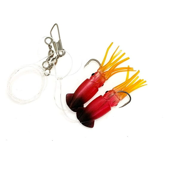 Ling Cod Squid Rigs 10pcs Black/Red