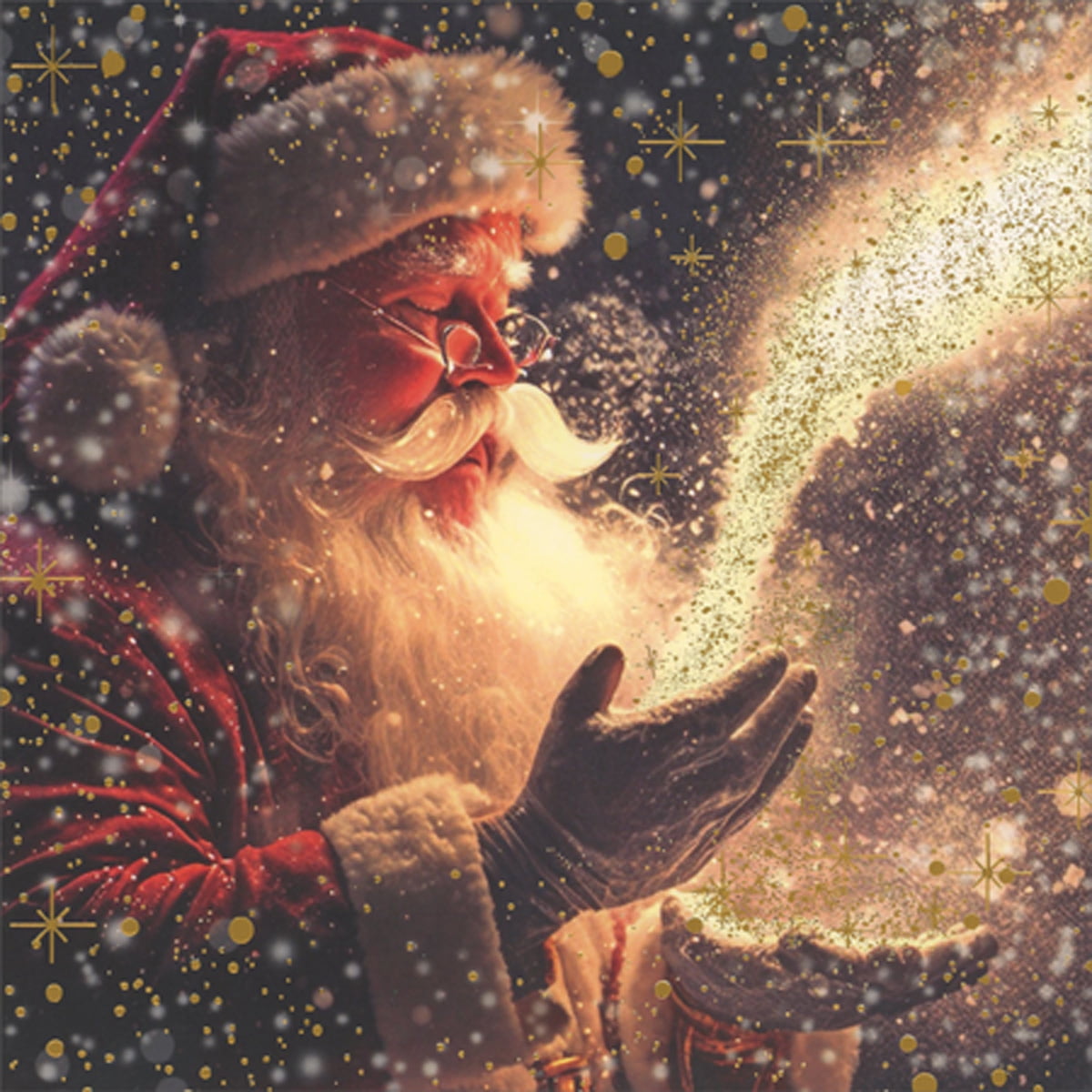 Ling Design Santa Claus Sharing the Magic of Christmas Box of 12 Luxury Christmas Cards