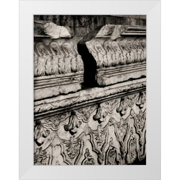 Ling, Tang 12x14 White Modern Wood Framed Museum Art Print Titled - Stone Carving III