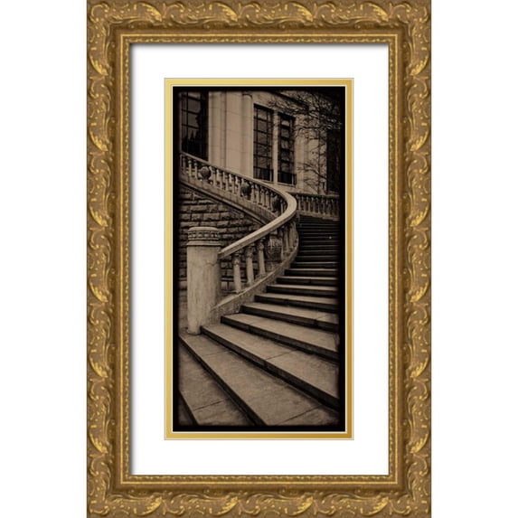 Ling, Tang 14x24 Gold Ornate Wood Framed with Double Matting Museum Art Print Titled - Sepia Architecture III