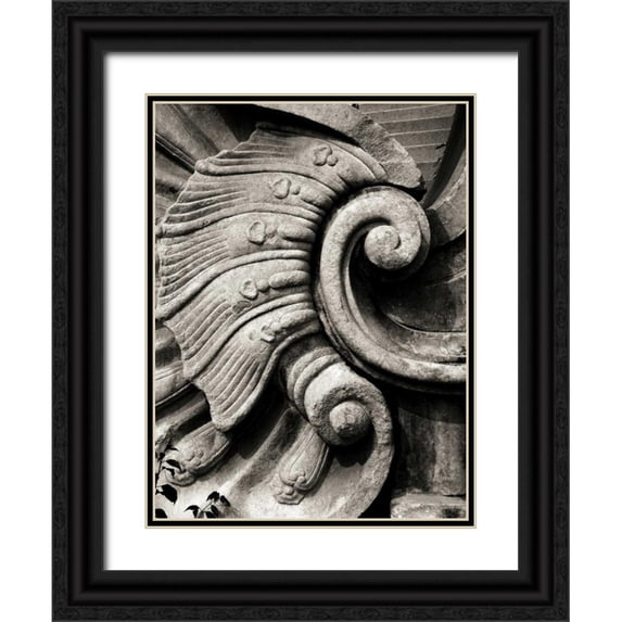 Ling, Tang 15x18 Black Ornate Wood Framed with Double Matting Museum Art Print Titled - Stone Carving I