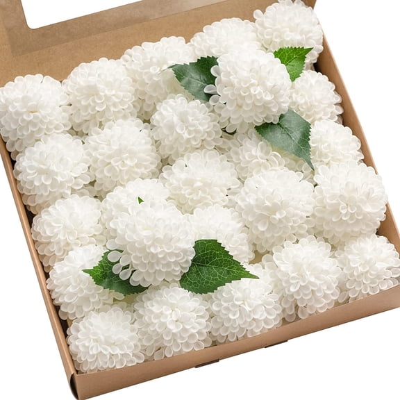 Ling's moment White Dahlia Foam Artificial Flowers Real Touch Faux Fake Flower for Home Decor Graduation Baby Shower Decorations Outdoors Party Favors Wedding Gifts Centerpieces Arrangements 25pcs