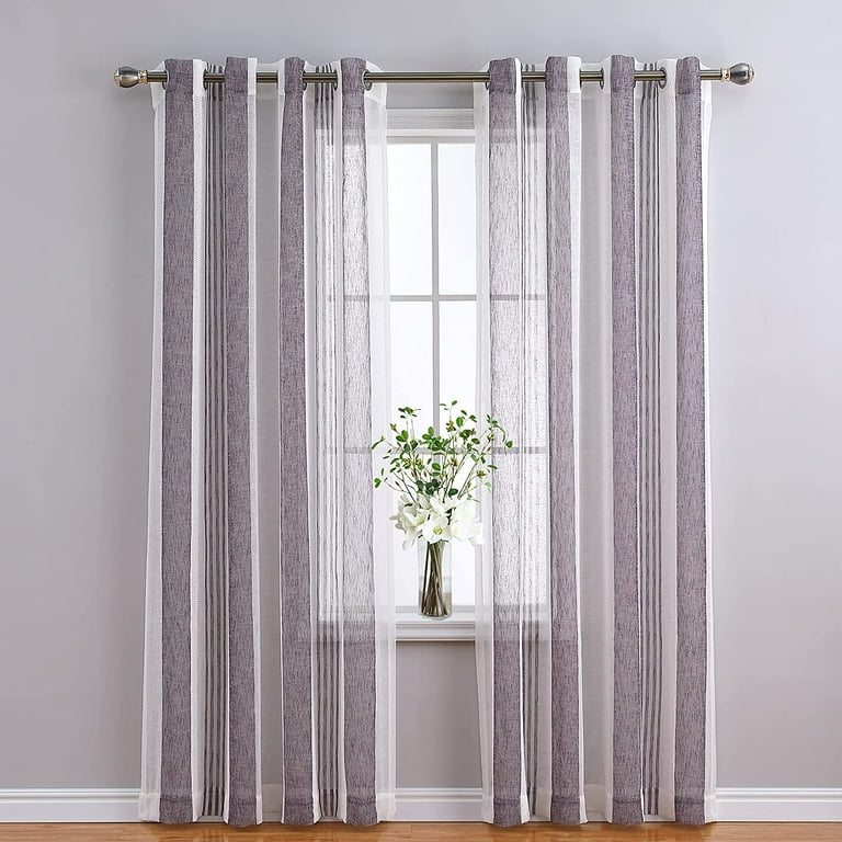 High Quality Natural Linen Yanr with Polyester Yarn Made Sheer high quality Curtain Fabric