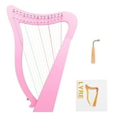 LingStar 15-string Lyre Harp Solid Wood Portable Adjustable Classical Small Harp Beginners Musical Instrument Gifts