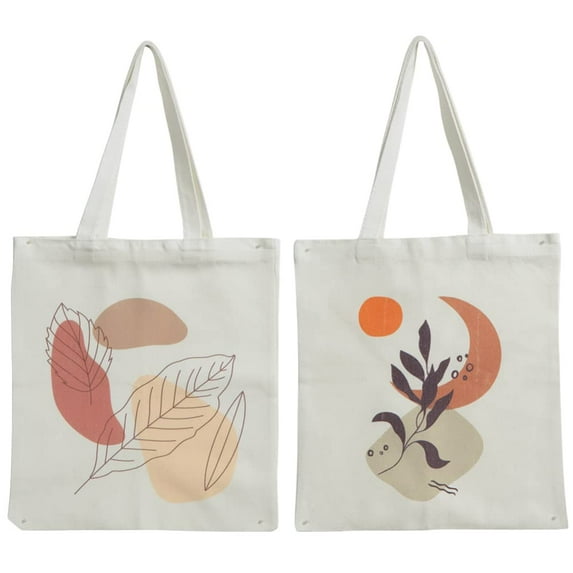 LingStar 2pcs CottonBags Reusable Tote Bag Floral Shoulder Bags Grocery Shopping Bag Reusable Tote Bag
