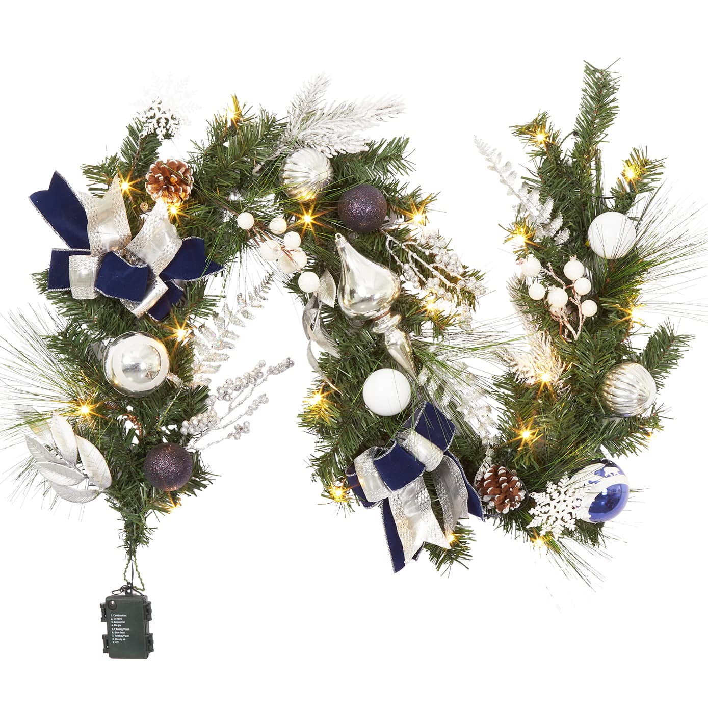 LingStar 6 FT Christmas Garland with Lights, Prelit Outdoor Garland