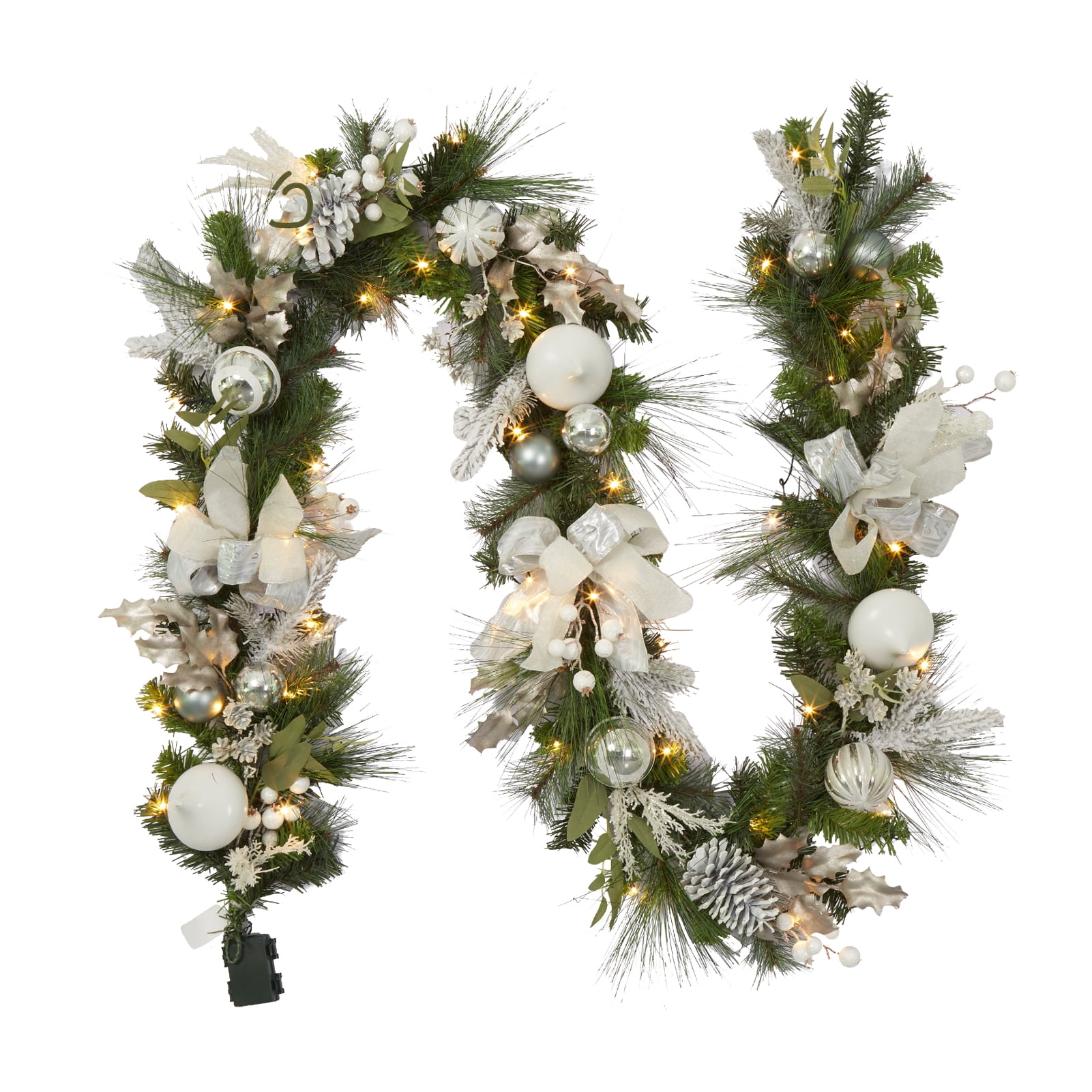 LingStar 9 ft Prelit Christmas Garland, Battery Operated Christmas Garland with 40 LED Lights