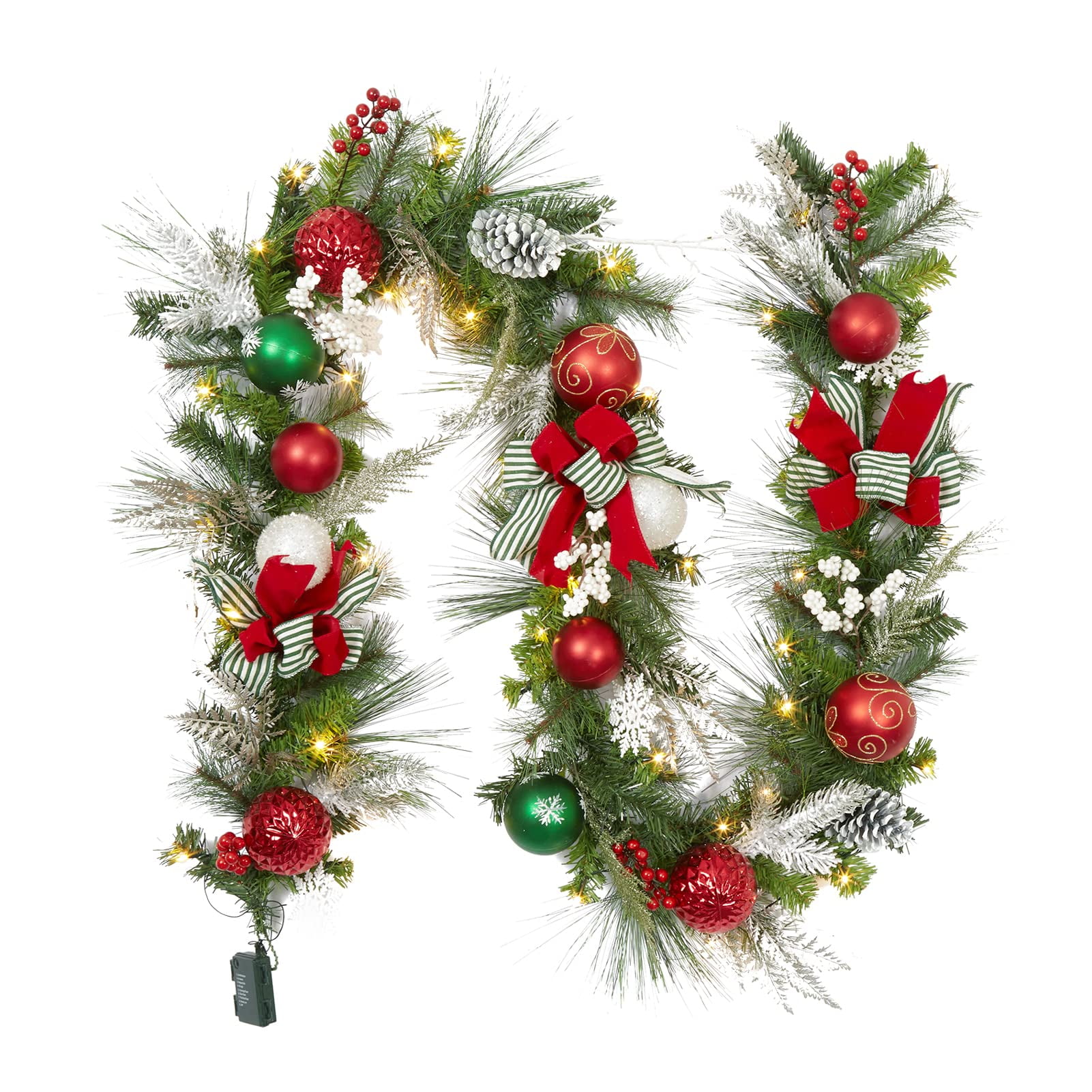 LingStar 9 ft Prelit Christmas Garland, Battery Operated Christmas Garland with 40 LED Lights