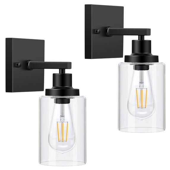 LingStar Bathroom Vanity Light Wall Sconces Set, Metal Sconces Wall Lighting with Clear Glass Shade(2pcs)