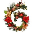 thumbnail image 1 of LingStar Christmas Garland with Lights, Pre-lit Red Garland Decoration with 20 LEDs, Battery Operated Garland with Red Flowers Ball Ornaments Gold Bow, Mantle Fireplace Holiday Party Decoration, 1 of 9