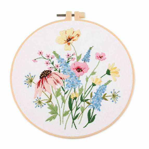 LingStar Diy Flower Pattern Embroidery Kit With Embroidered Hoop Handmade Cross Stitch Kits For Craft Lover