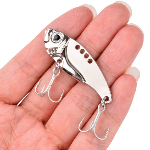 LingStar Fishing Lures Metal Vib Hard Adjustable Action Blade Bait Fishing Spoon Lures With 3D Red Eyes Hook Tackle 3g/7g/10g/15g