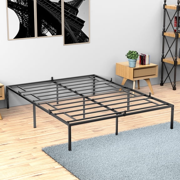LingStar Heavy Duty Metal Bed Frame 14" Platform Bed with No Box Spring Needed Mattress Foundation,QUEEN,black