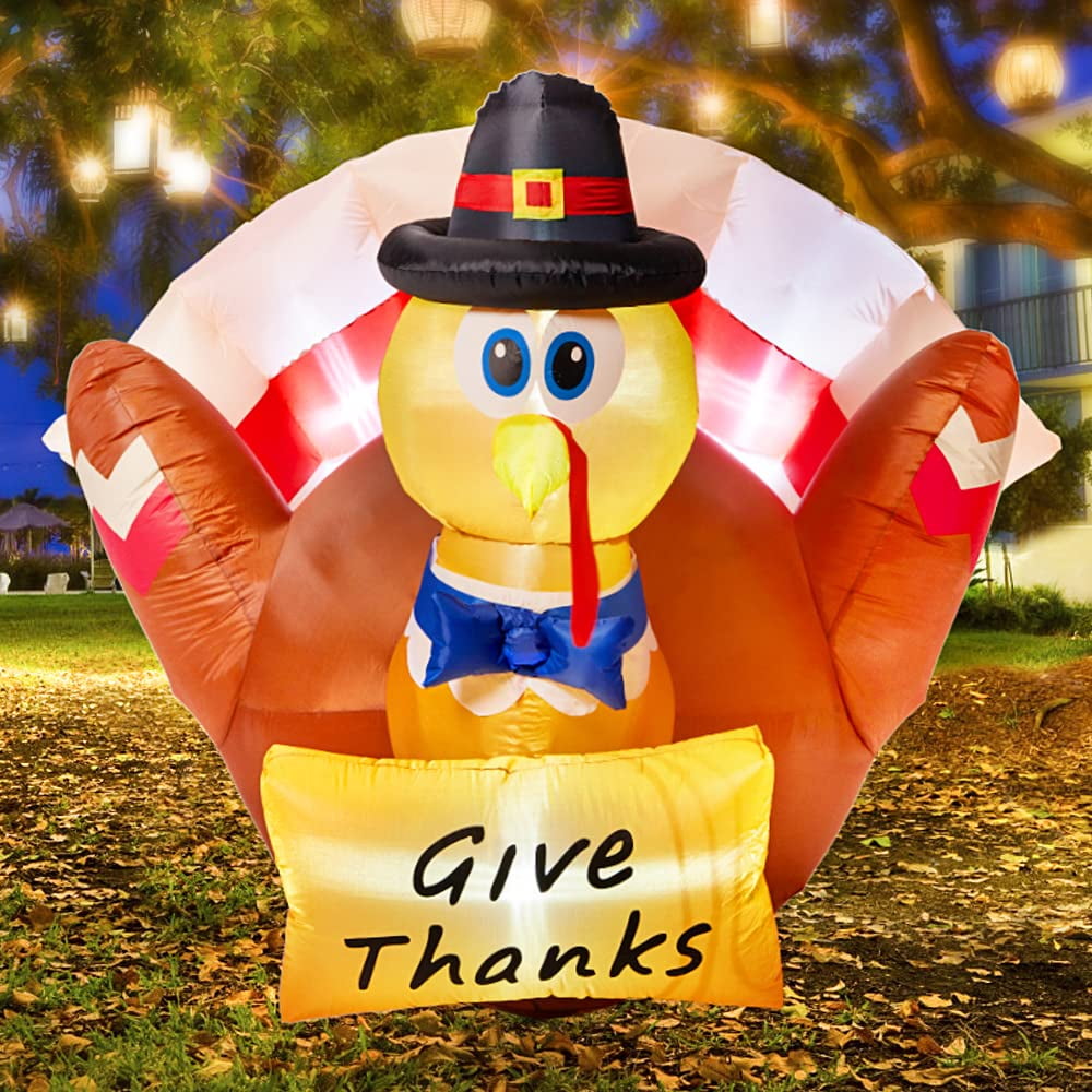 LingStar Inflatable Turkey 5ft Thanksgiving Inflatables Thanksgiving Decorations Outdoor Blow Up
