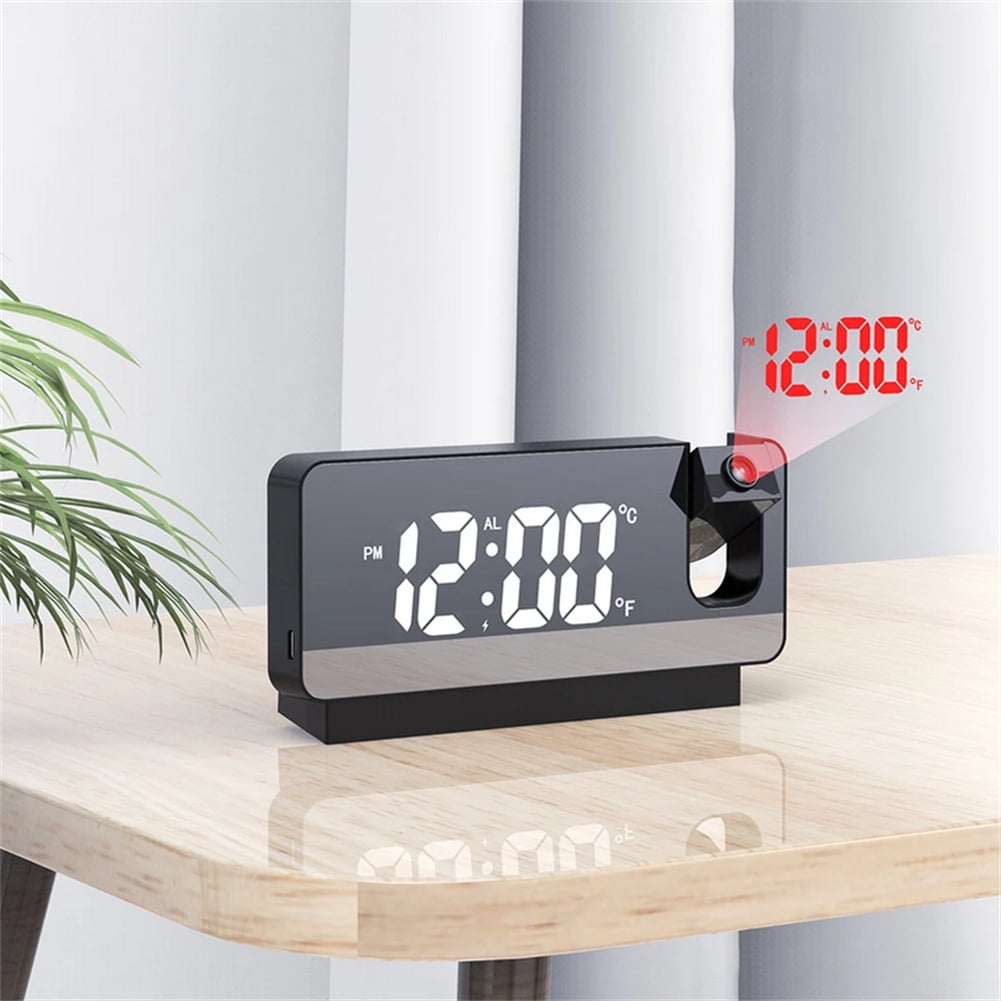LingStar LED Digital Projection Alarm Clock,180°Rotable Wireless ...