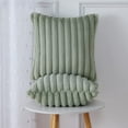thumbnail image 1 of LingStar Light green 1 Pairs Faux Fur Throw Pillow Covers Fluffy Fuzzy Striped Pillowcase for Couch Sofa Bedroom 16"x16", 1 of 5