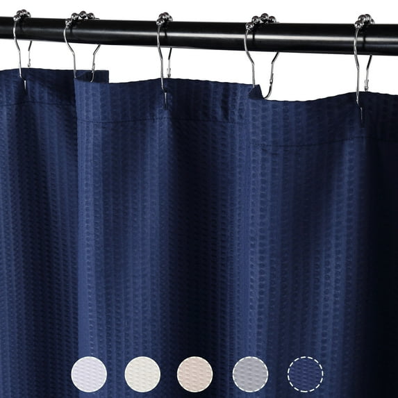 LingStar Navy blue Polyester Shower Curtain Embossed Pattern Water Repellent Soft Microfiber Fabric Bathroom Curtain 72"x72"